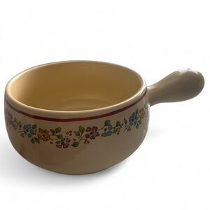 Vintage Avon Floral Soup Mug Beige Ceramic Handled Cup Country Decor Coquette 4”